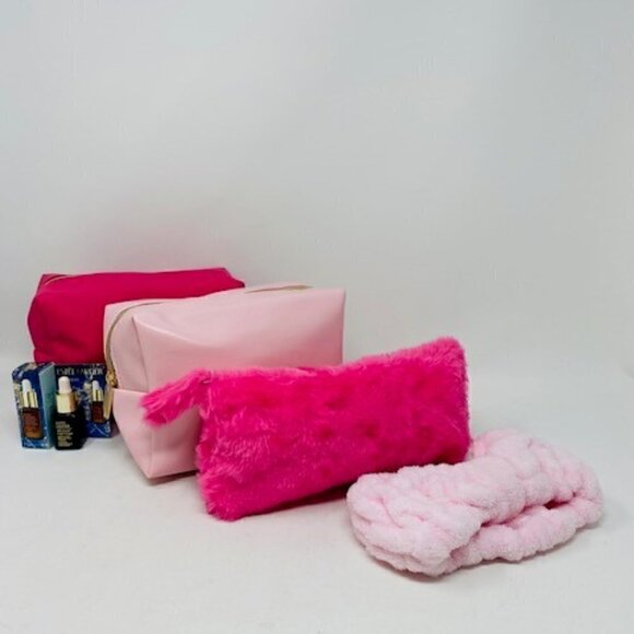 3 Pink Cosmetics Bag , One Bath Hair wrap &  ESTEE LAUDER Adv.Night Repair Serum - Picture 4 of 4